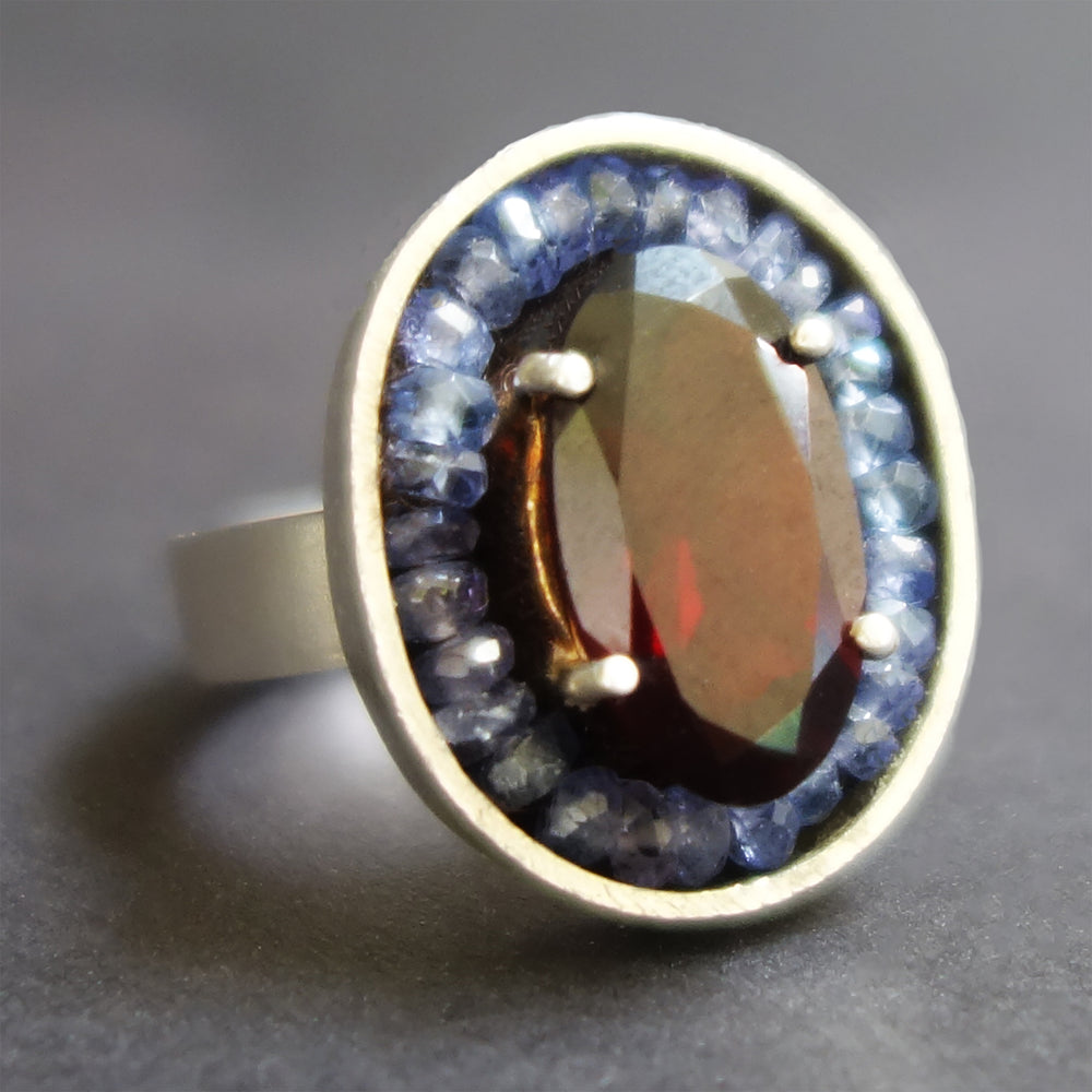 Miss Sparks A Lot: Garnet and Tanzanite mosaic ring