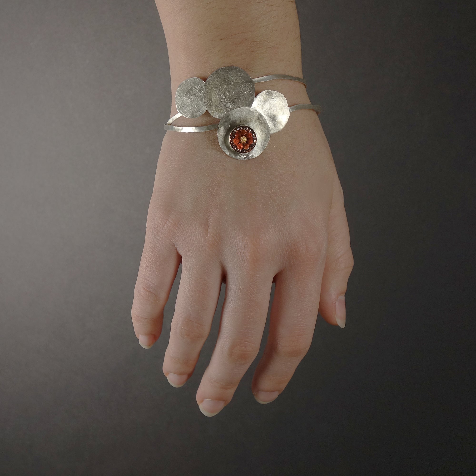When the Planets Aligned: hand hammered silver bangle