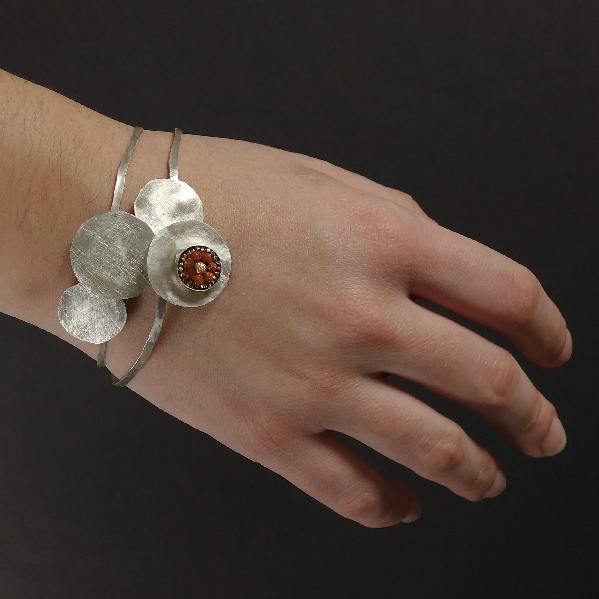 When the Planets Aligned: hand hammered silver bangle