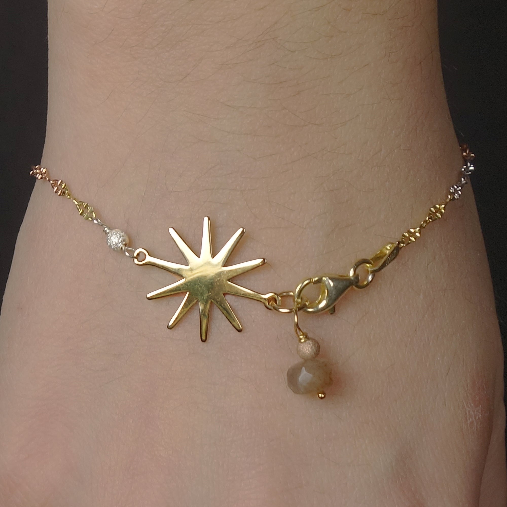 Sun, Sun, Sun, here it comes bracelet: yellow/rose gold and moonstone