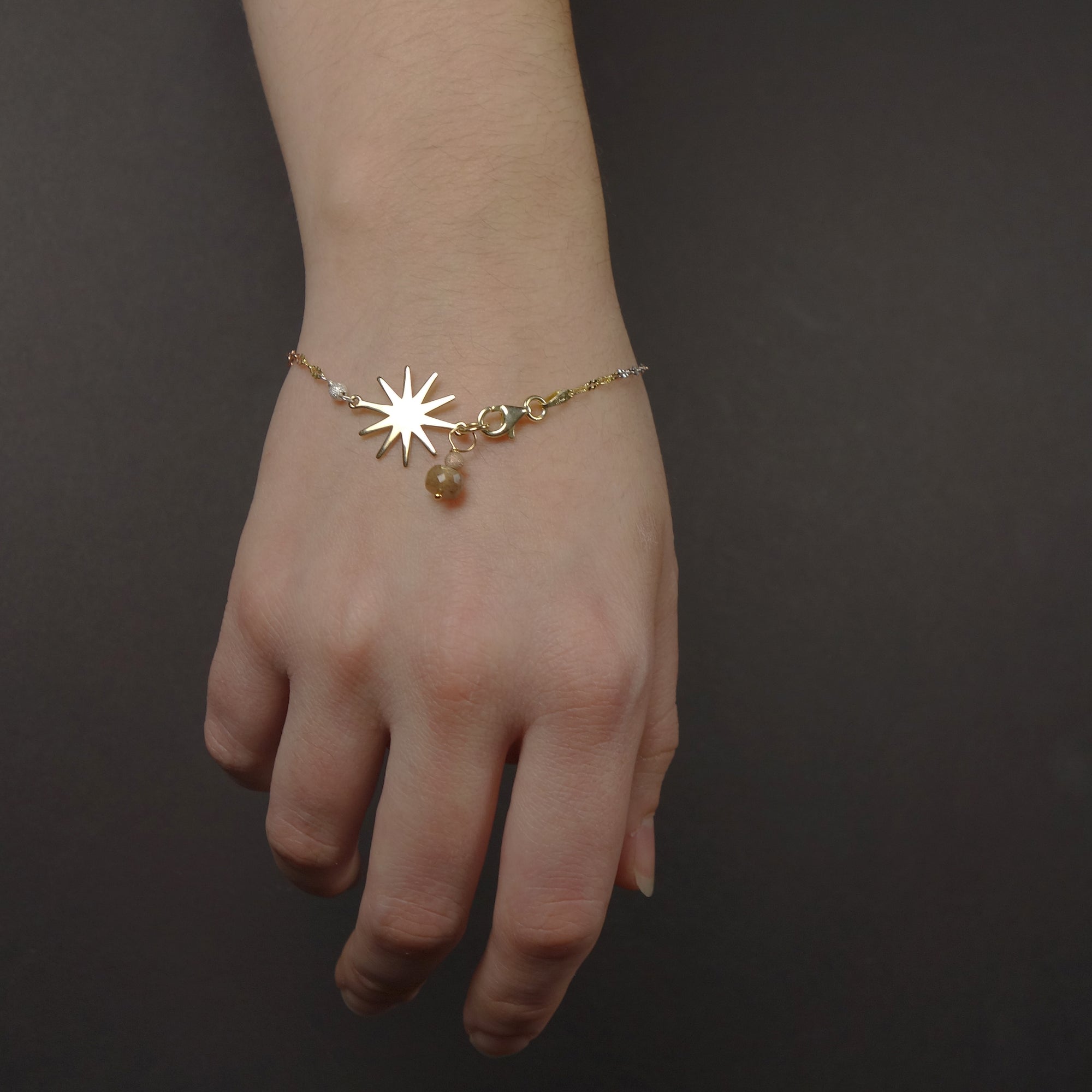 Sun, Sun, Sun, here it comes bracelet: yellow/rose gold and moonstone