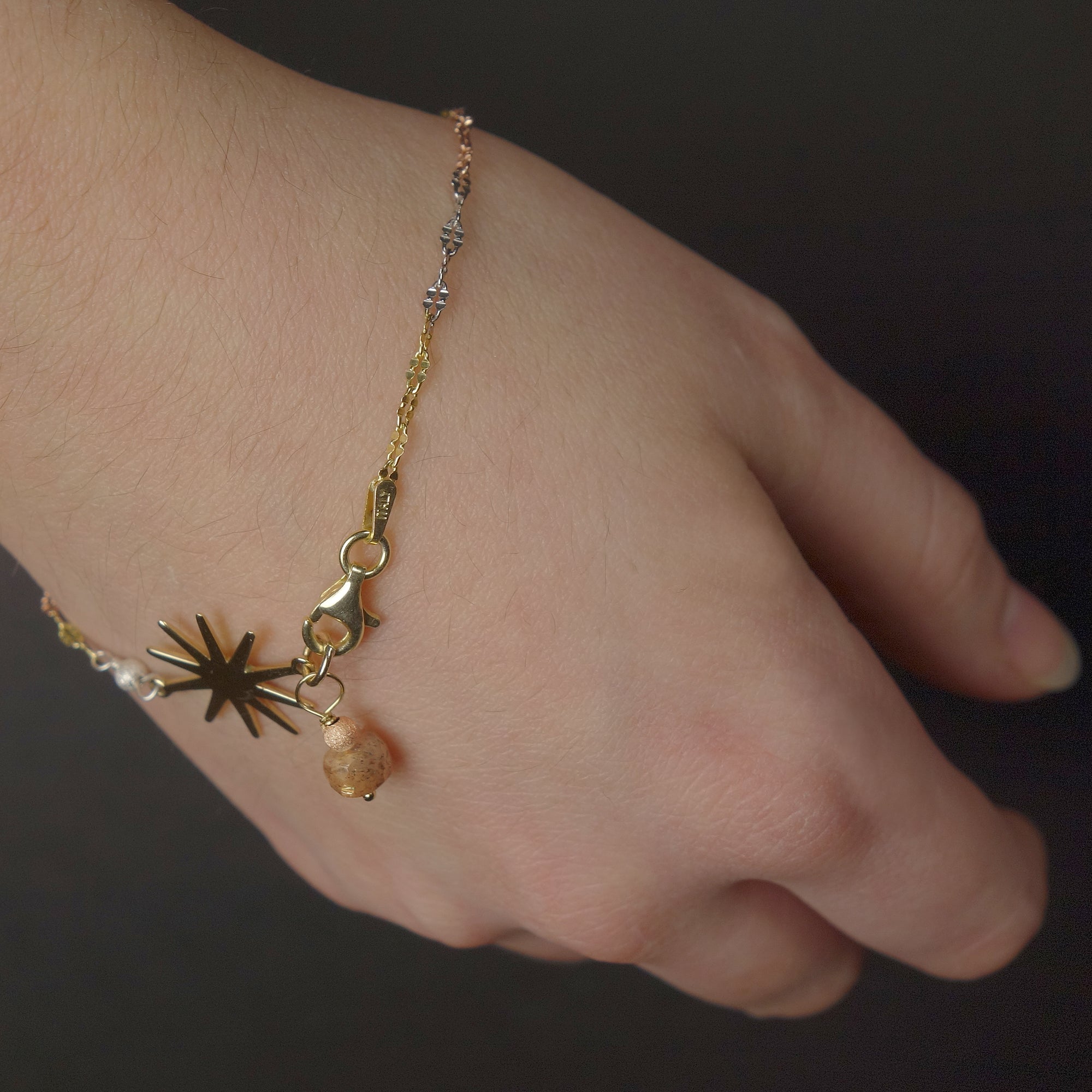 Sun, Sun, Sun, here it comes bracelet: yellow/rose gold and moonstone