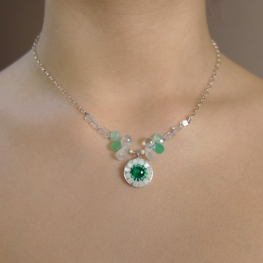 Moonstone and Aquamarine mosaic necklace