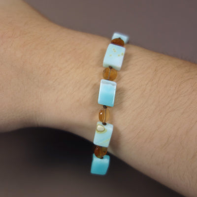 Opal and hessonite garnet bracelet