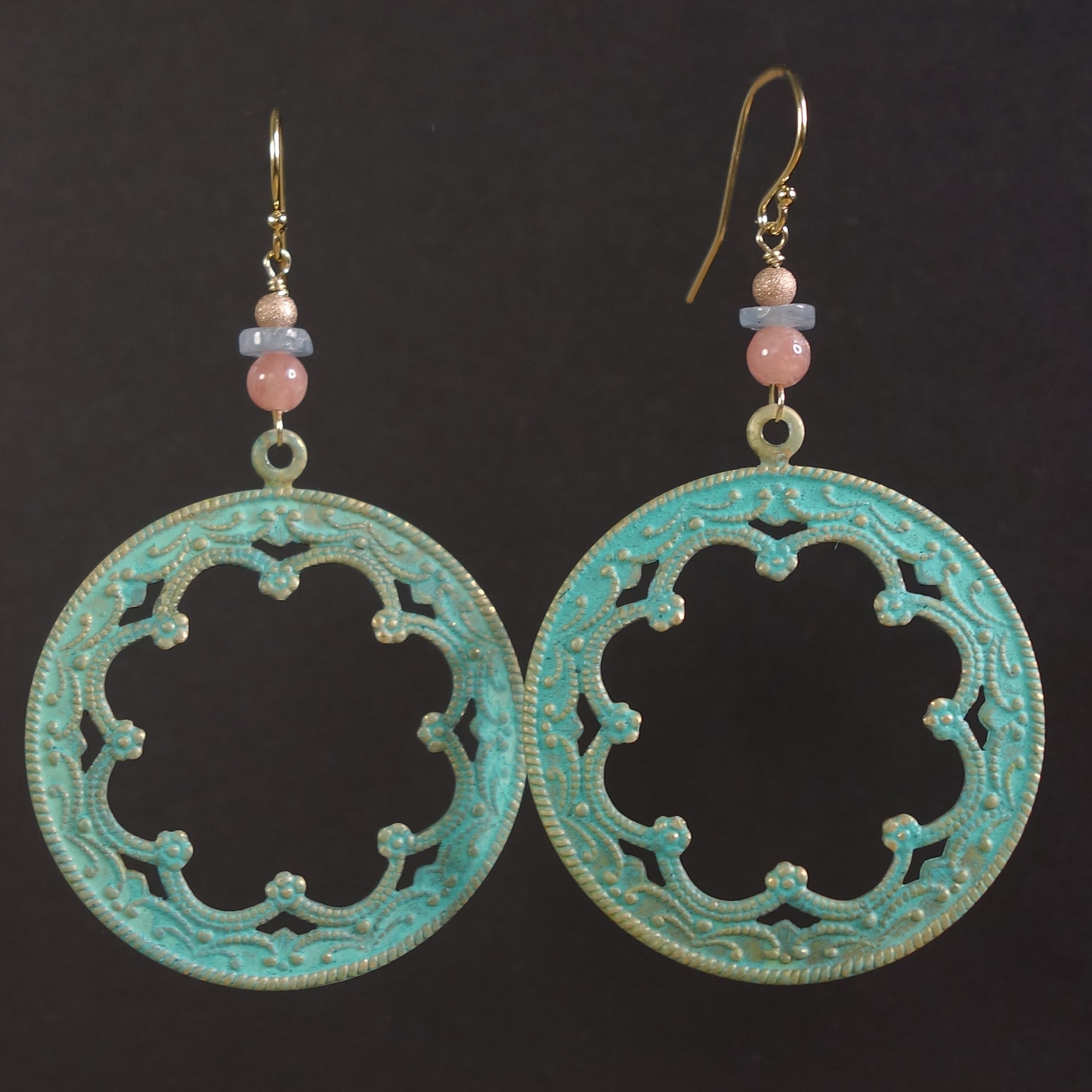 She Lovingly Set Boundaries: rhodocrosite and kyanite ear