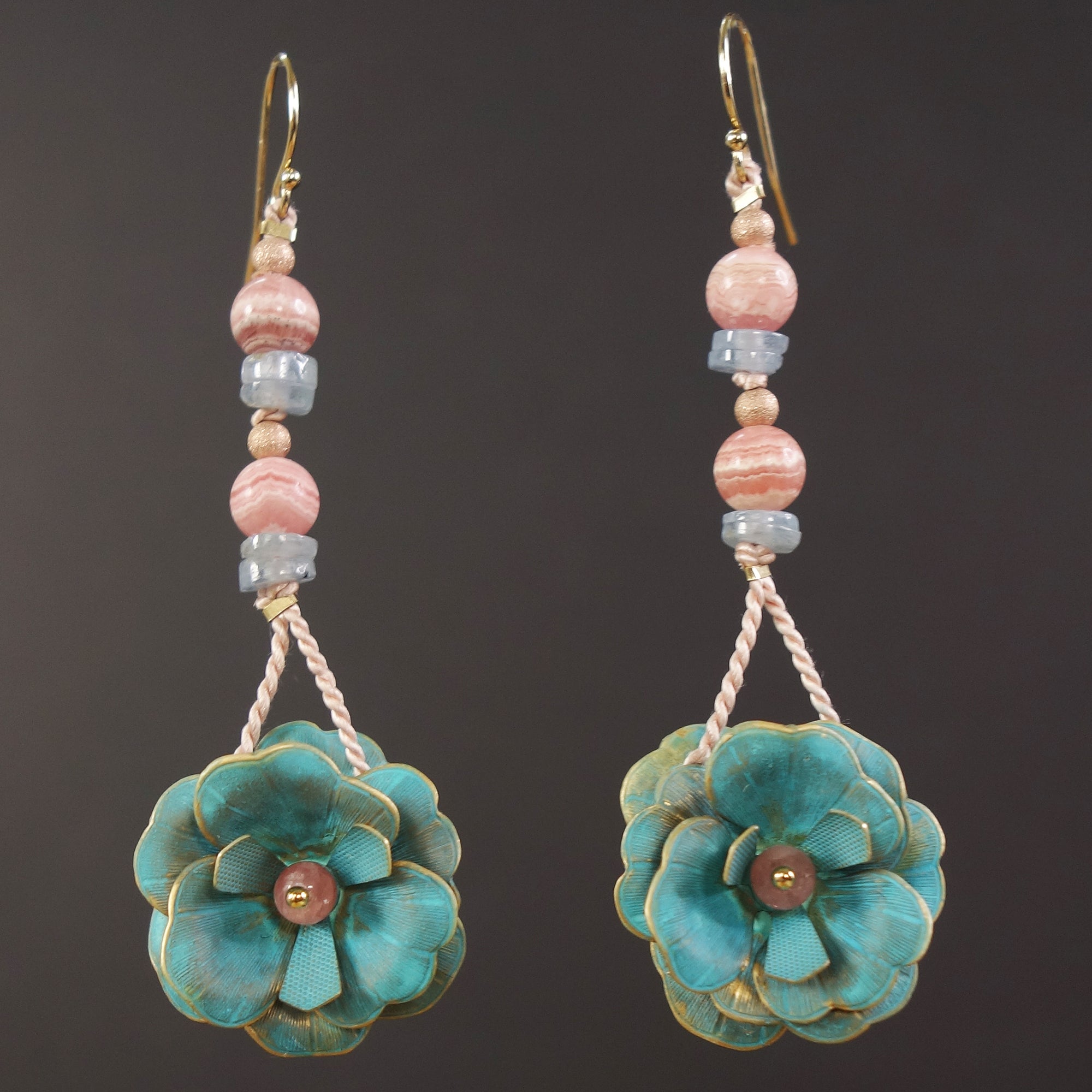 She Let the Light In: rose gold/kyanite flower ear