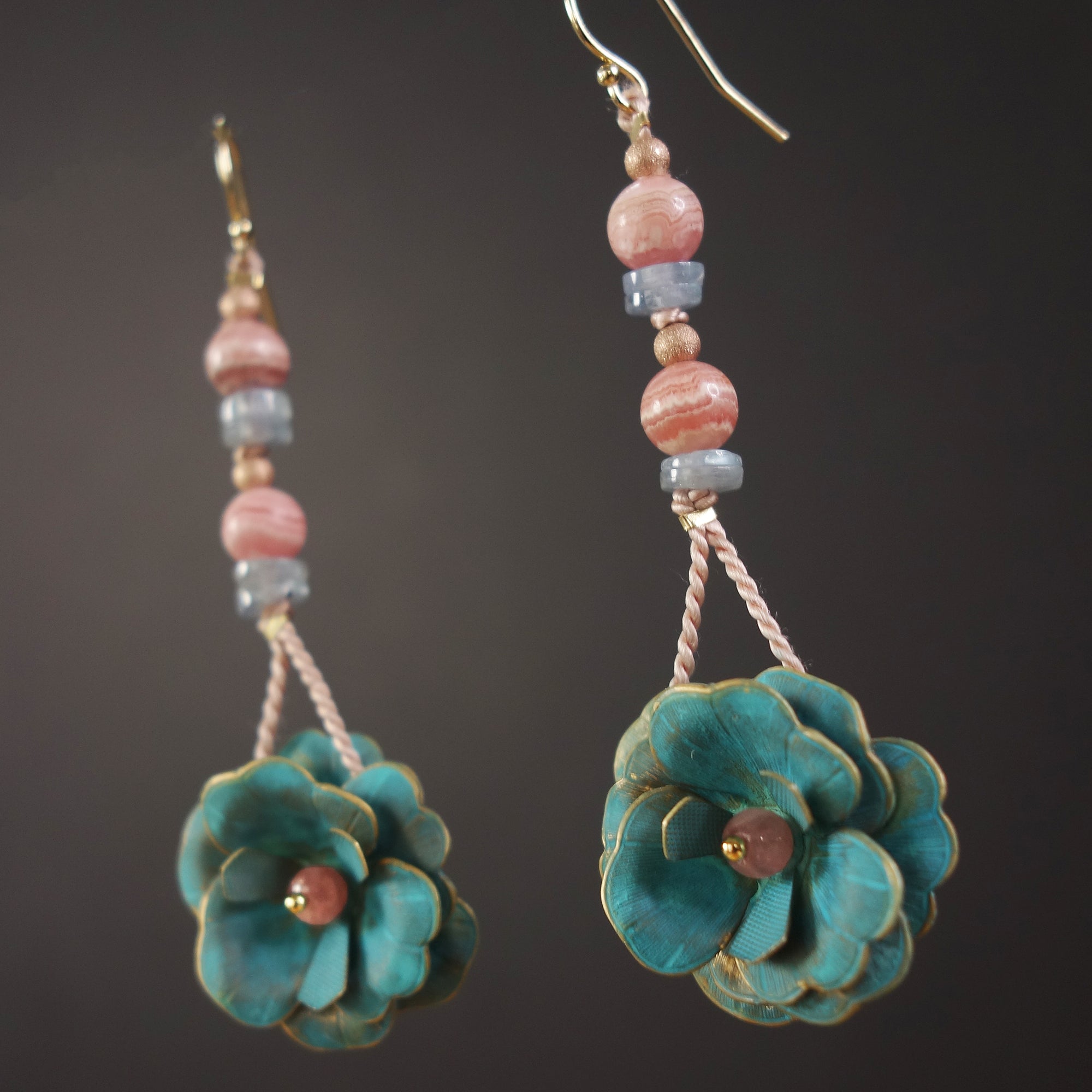 She Let the Light In: rose gold/kyanite flower ear