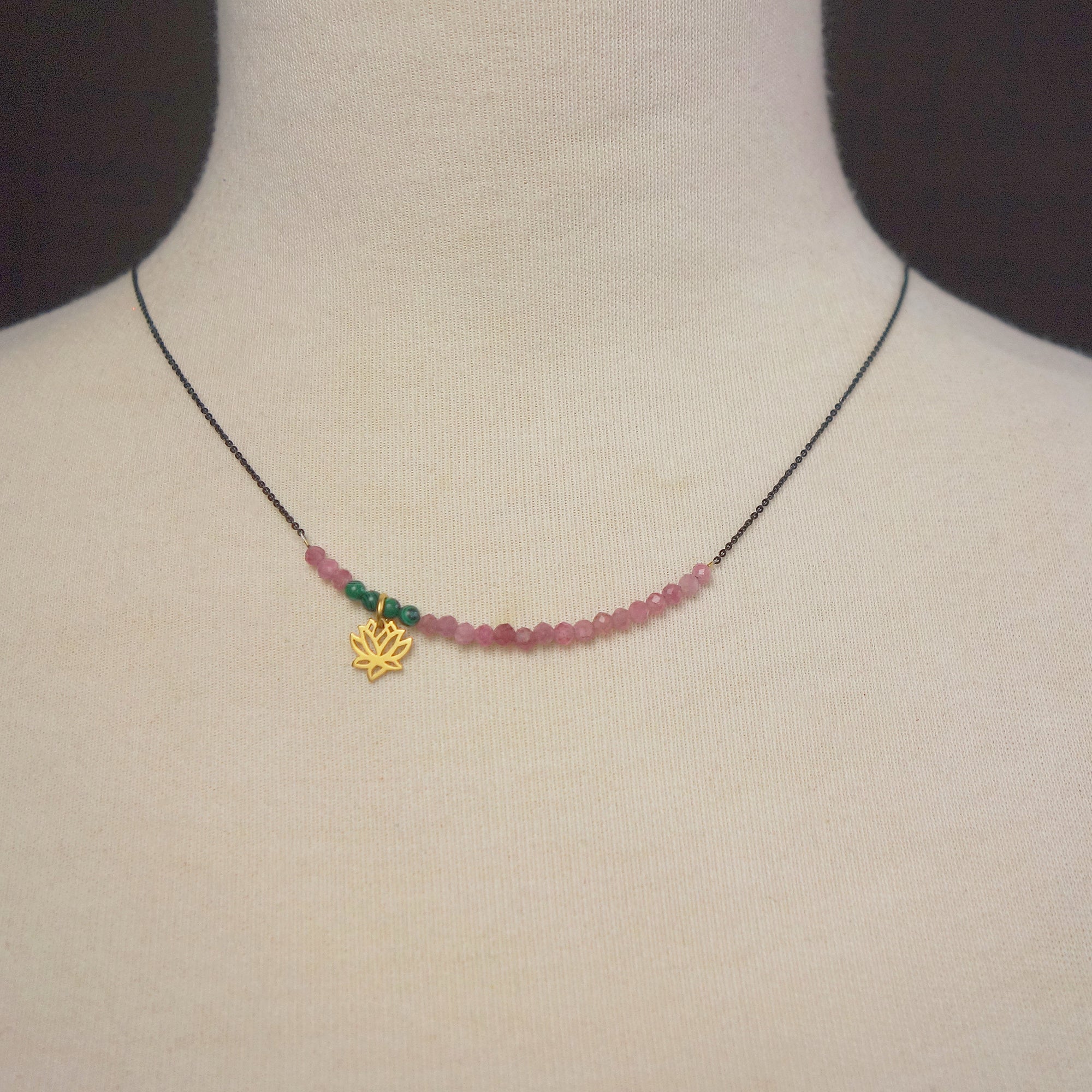 She Let Herself be Tended to: tourmaline/malachite necklace