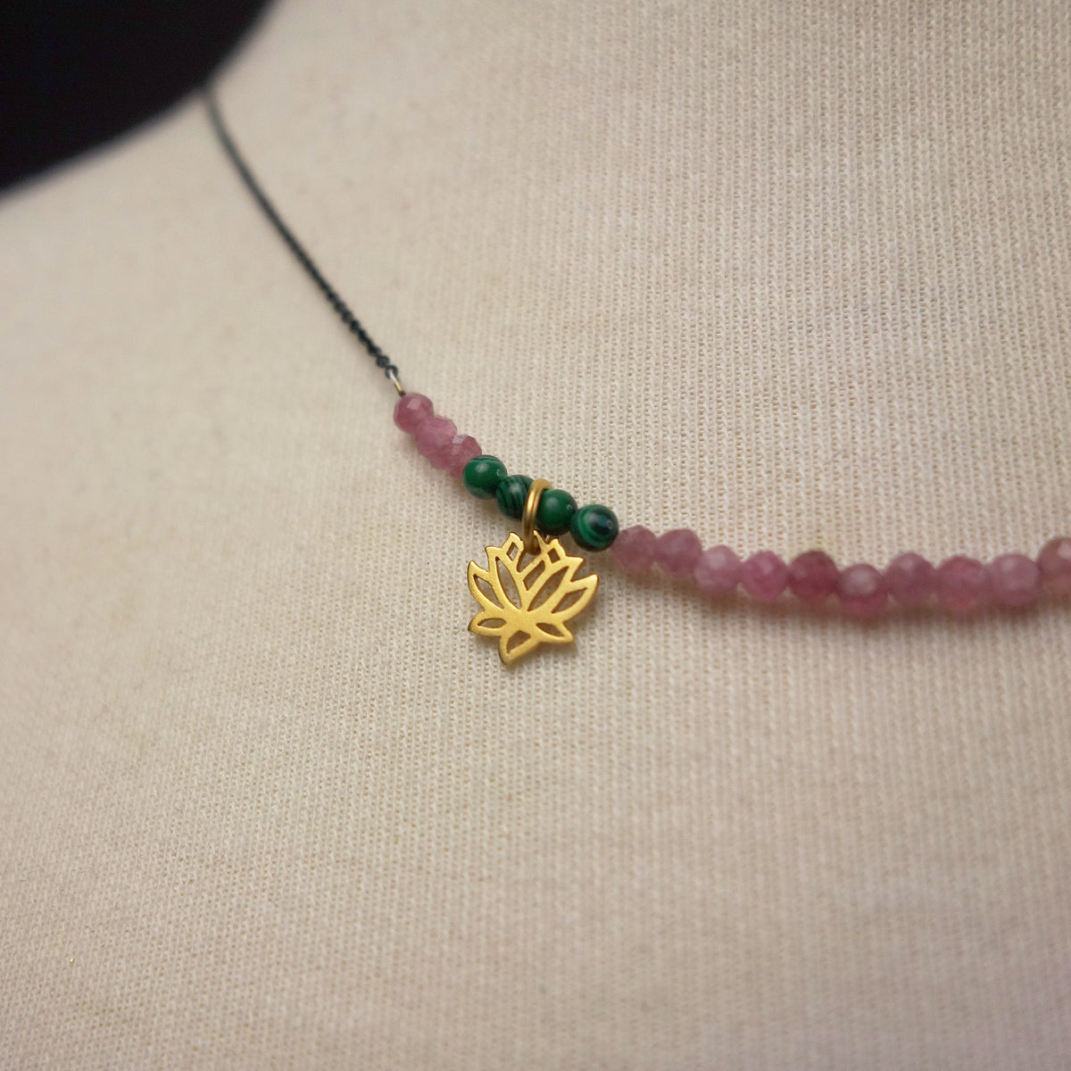 She Let Herself be Tended to: tourmaline/malachite necklace