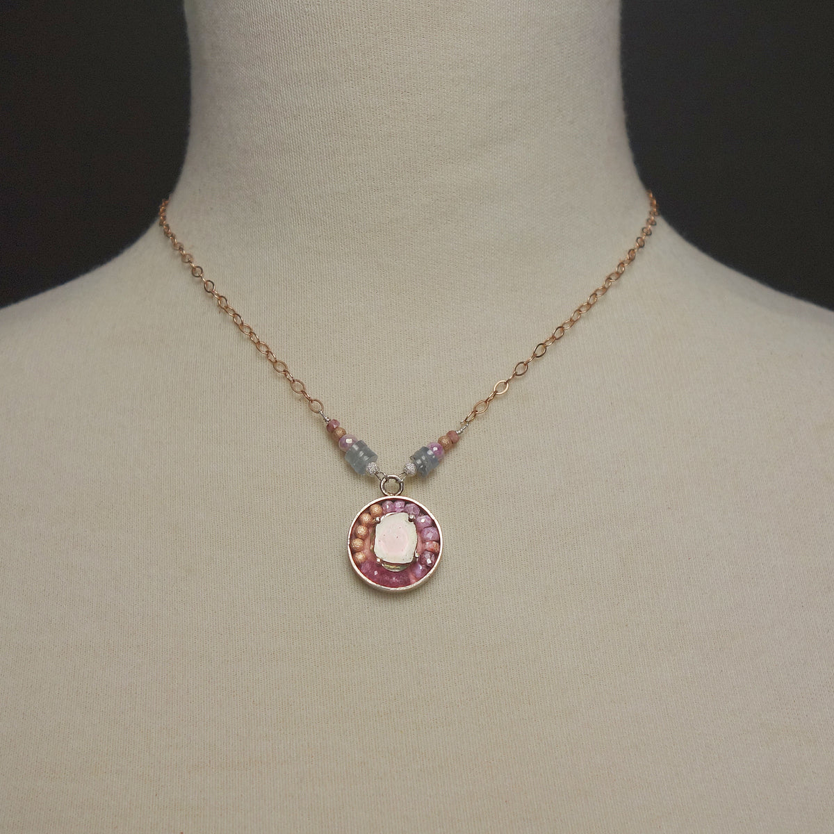 She is a Tree of Life to Them: tourmaline, rose gold, and sapphire mosaic