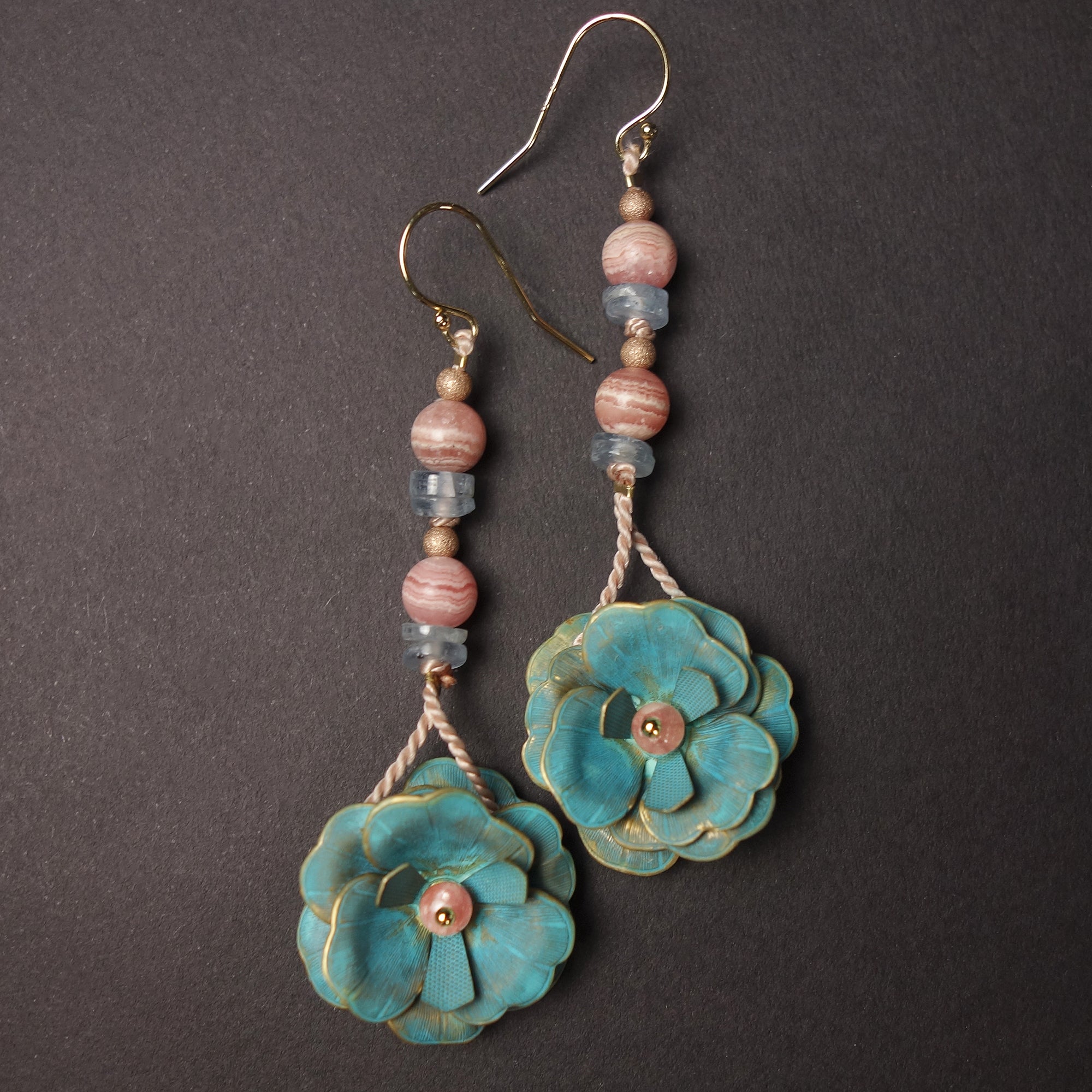 She Let the Light In: rose gold/kyanite flower ear