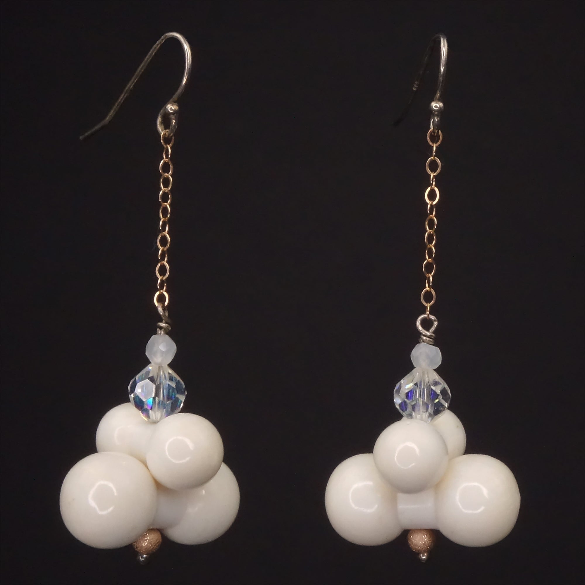 Vintage horn, rose gold, moonstone earring