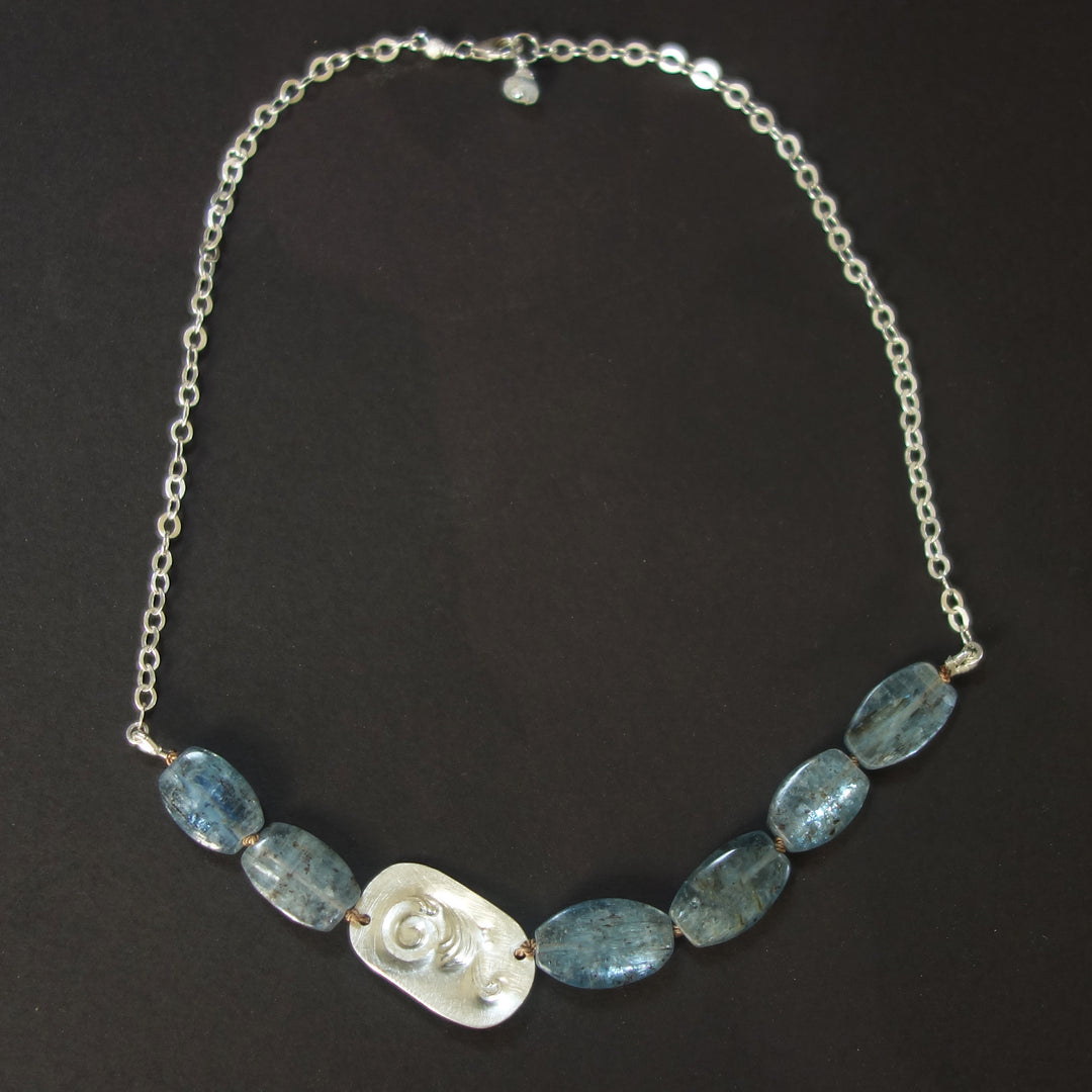Her Gratitude Shines: hammered silver and kyanite necklace (Wanderlust Paris)