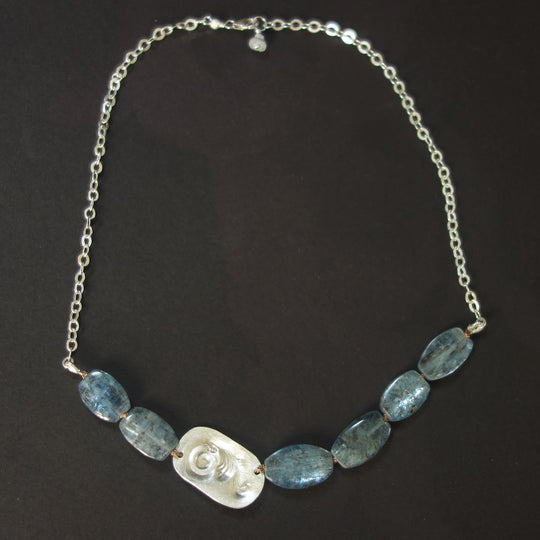 Her Gratitude Shines: hammered silver and kyanite necklace (Wanderlust Paris)