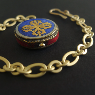 Matte gold chain and lapis bracelet
