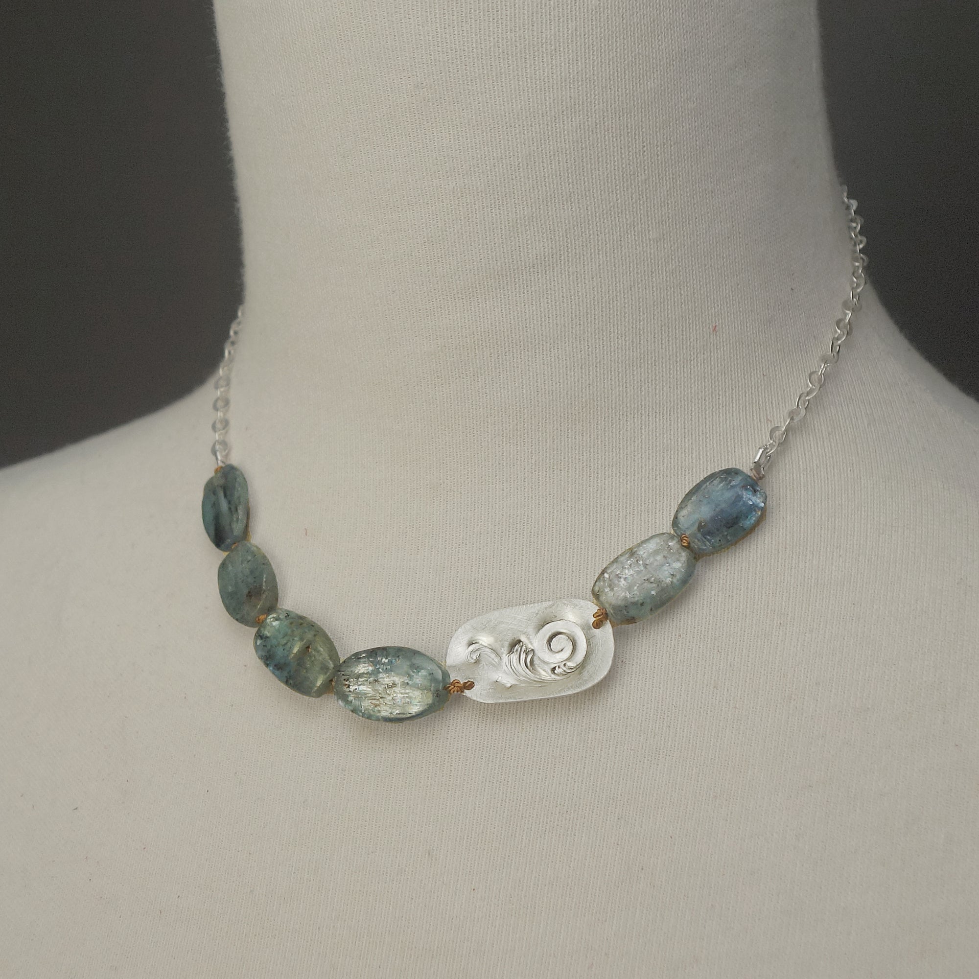 Her Gratitude Shines: hammered silver and kyanite necklace (Wanderlust Paris)