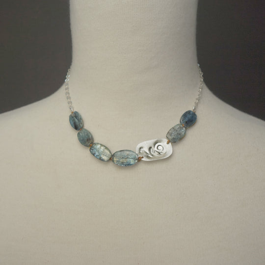 Her Gratitude Shines: hammered silver and kyanite necklace (Wanderlust Paris)