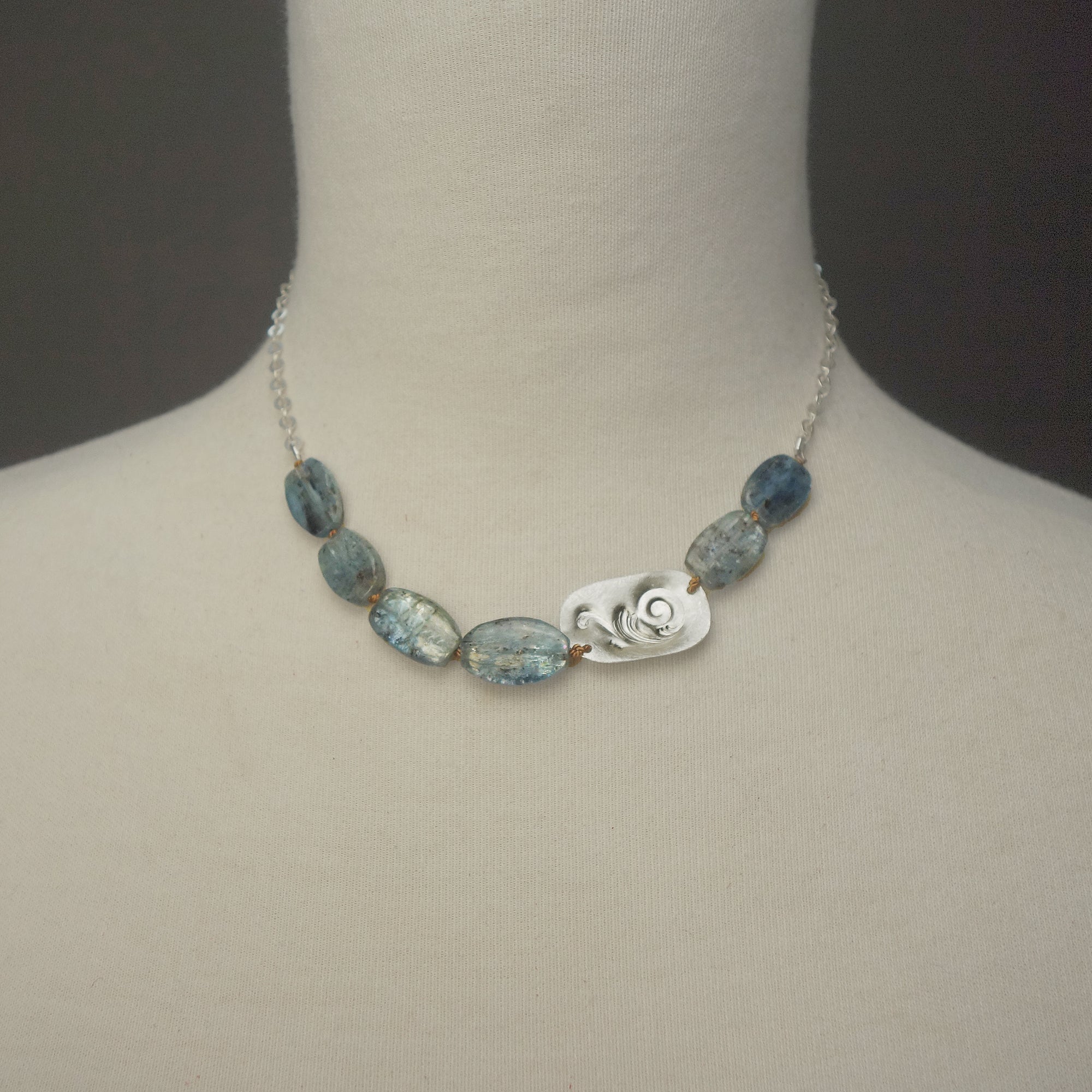 Her Gratitude Shines: hammered silver and kyanite necklace (Wanderlust Paris)