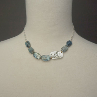 Her Gratitude Shines: hammered silver and kyanite necklace (Wanderlust Paris)