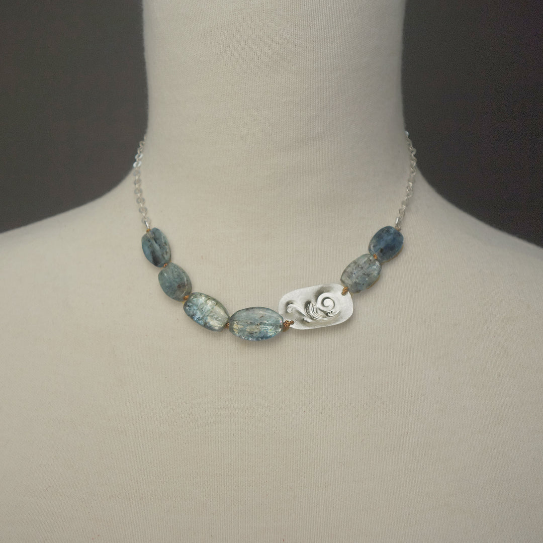 Her Gratitude Shines: hammered silver and kyanite necklace (Wanderlust Paris)