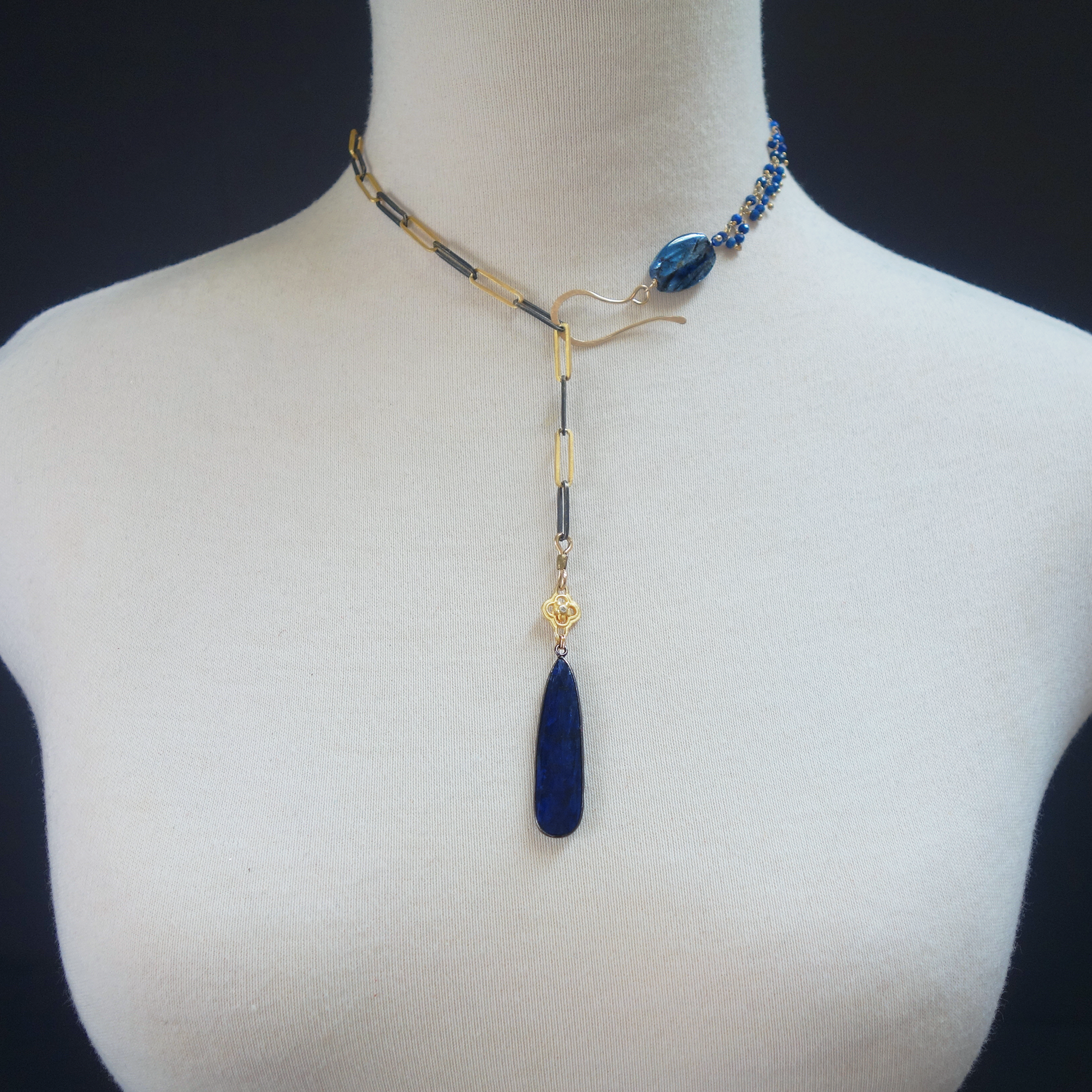 Symphony in blue: kyanite and sapphire adjustable necklace