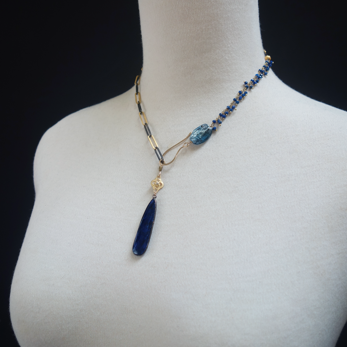 Symphony in blue: kyanite and sapphire adjustable necklace