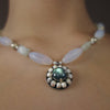 Opal, Labradorite, Silverite mosaic necklace
