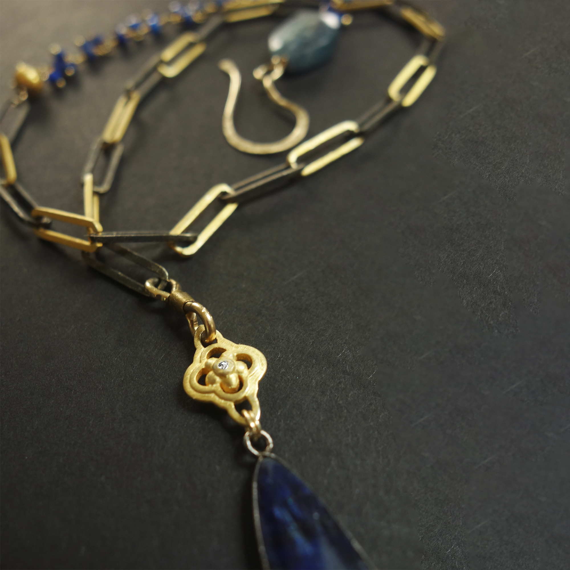Symphony in blue: kyanite and sapphire adjustable necklace
