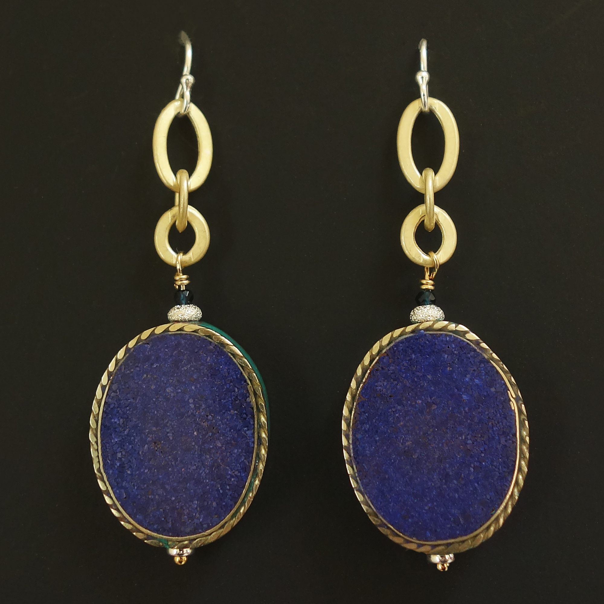 Walking Out in the Big Sky: lapis, turquoise, sapphire earring