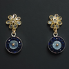 Diamond slice in gold + kyanite/sapphire mosaic earrings