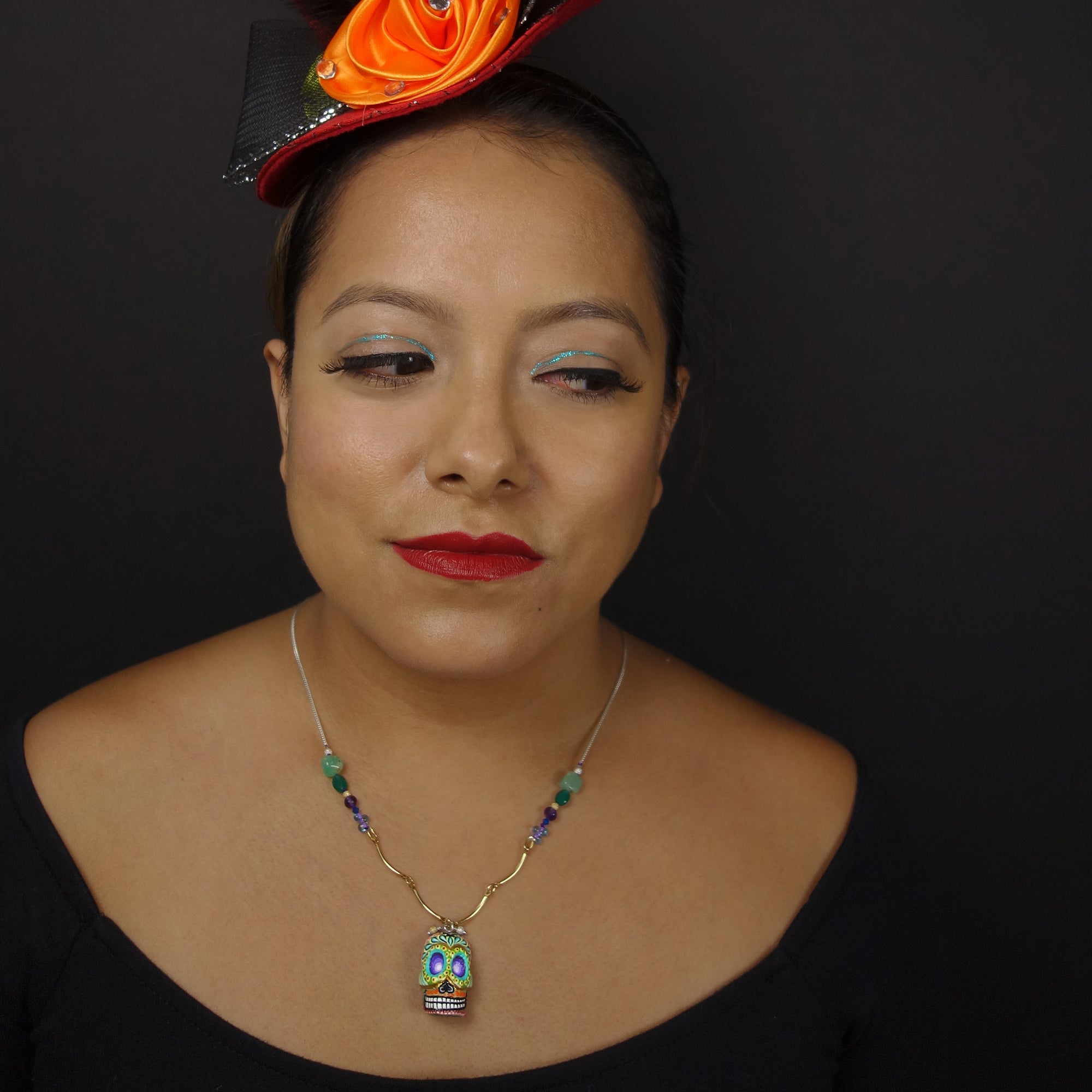 Gold and Silver skull necklace