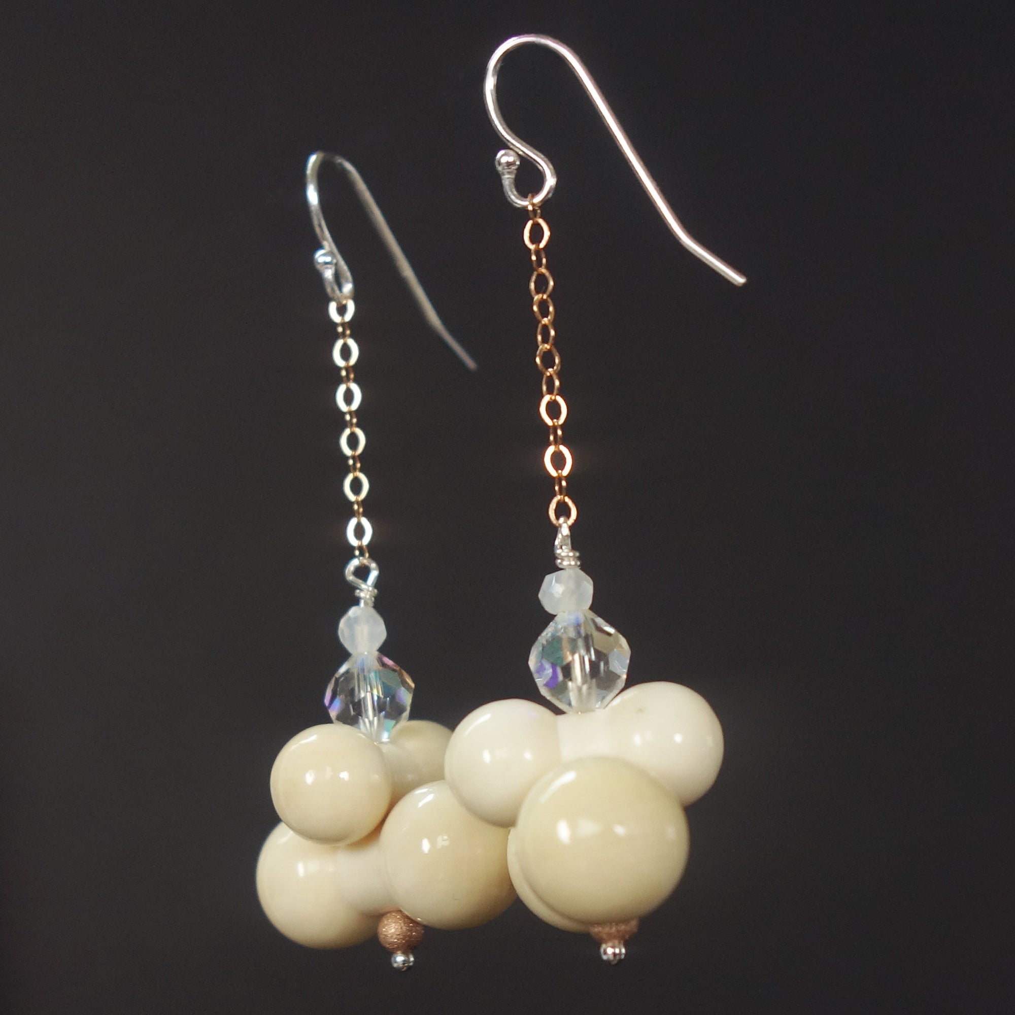 Vintage bone and crystal earrings