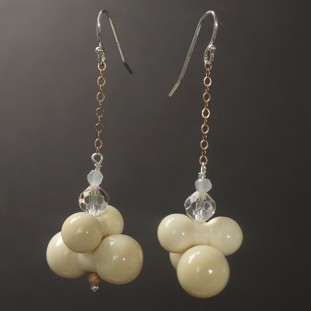 Vintage bone and crystal earrings