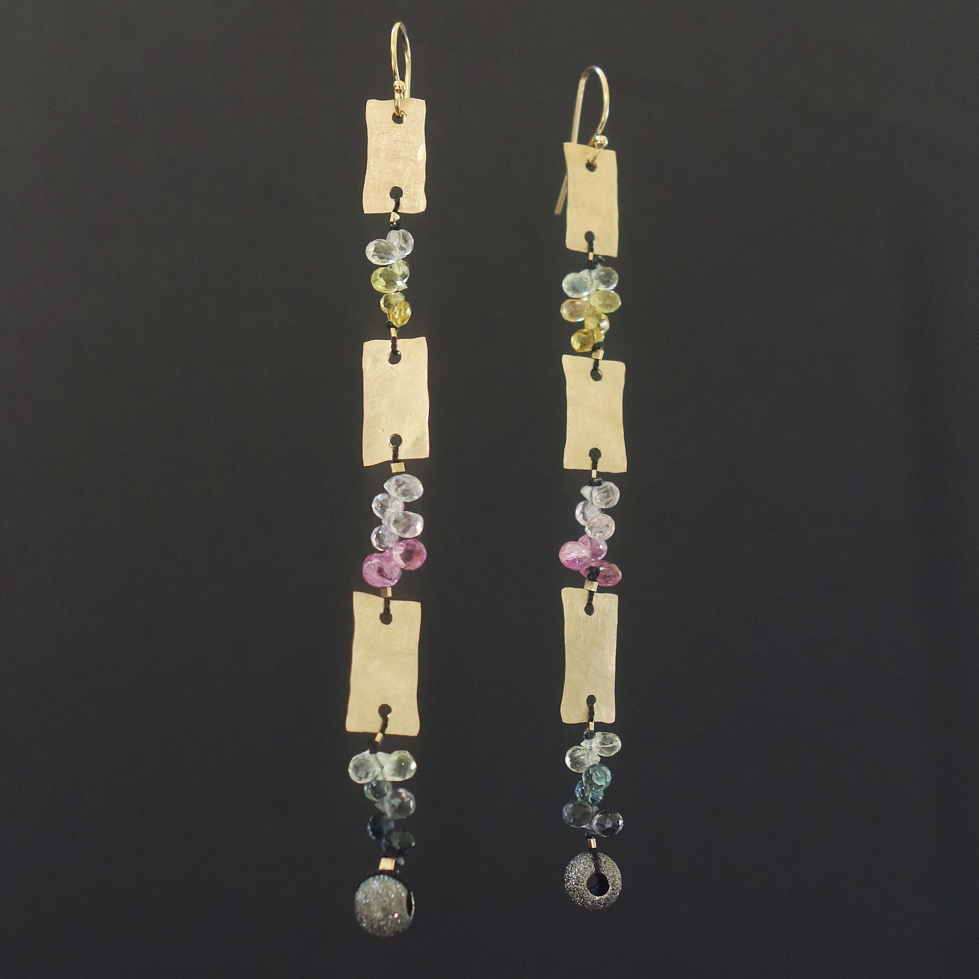 Hand hammered gold and sapphire briolettes earring