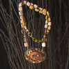 Consequently, She Bloomed: vintage gold, pink opal, carnelian mosaic necklace