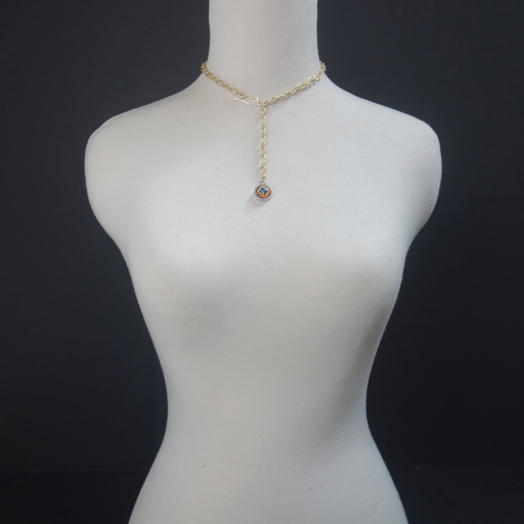 Australian opal, yellow sapphire, and gold mosaic necklace