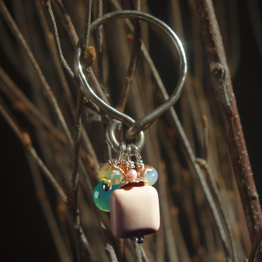 Opalicious Cluster: hand hammered silver + gems ring