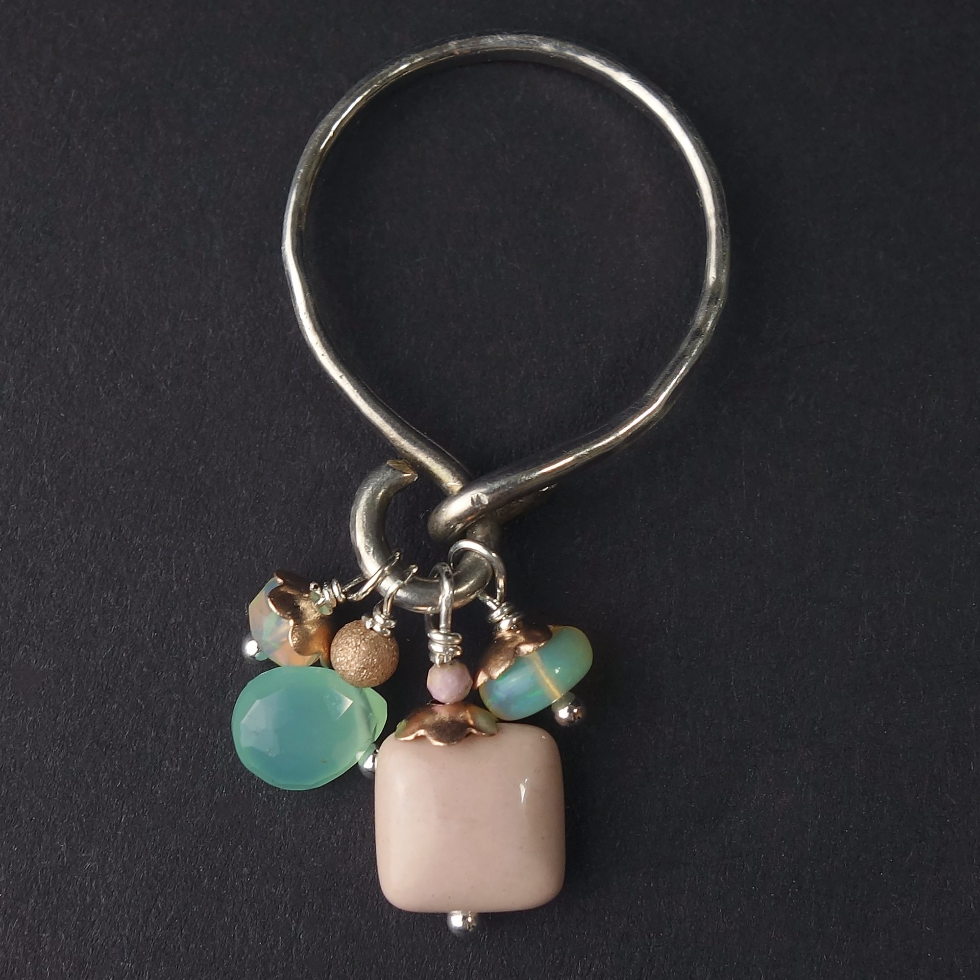 Opalicious Cluster: hand hammered silver + gems ring