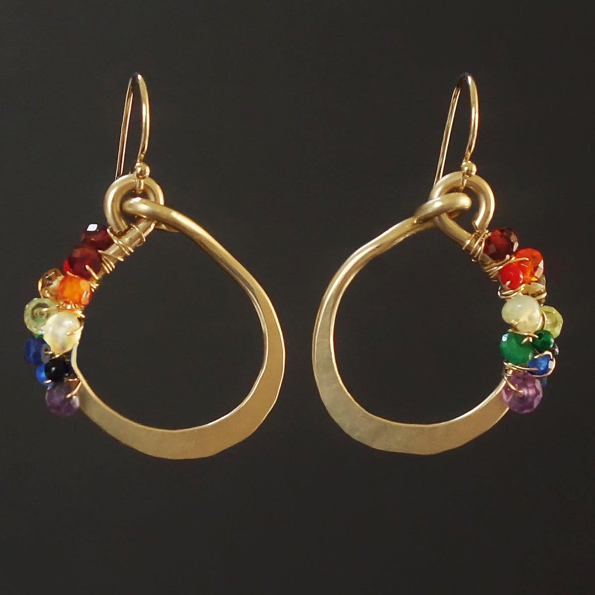 Color my World hand hammered gold earrings