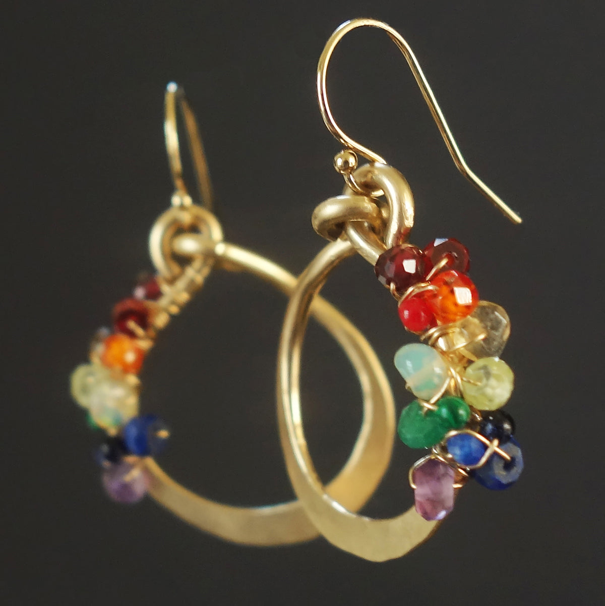 Color my World hand hammered gold earrings