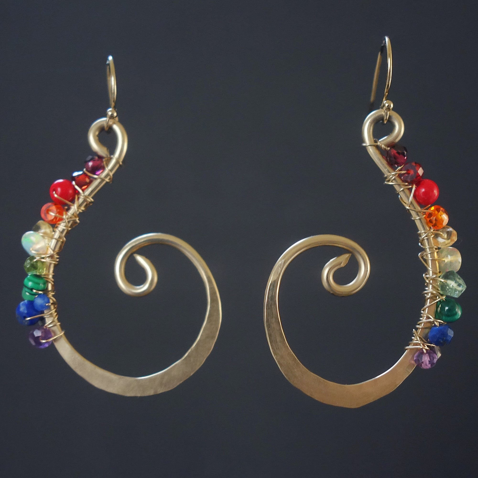 You Gotta Put Up with the Rain hand hammered gold earrings