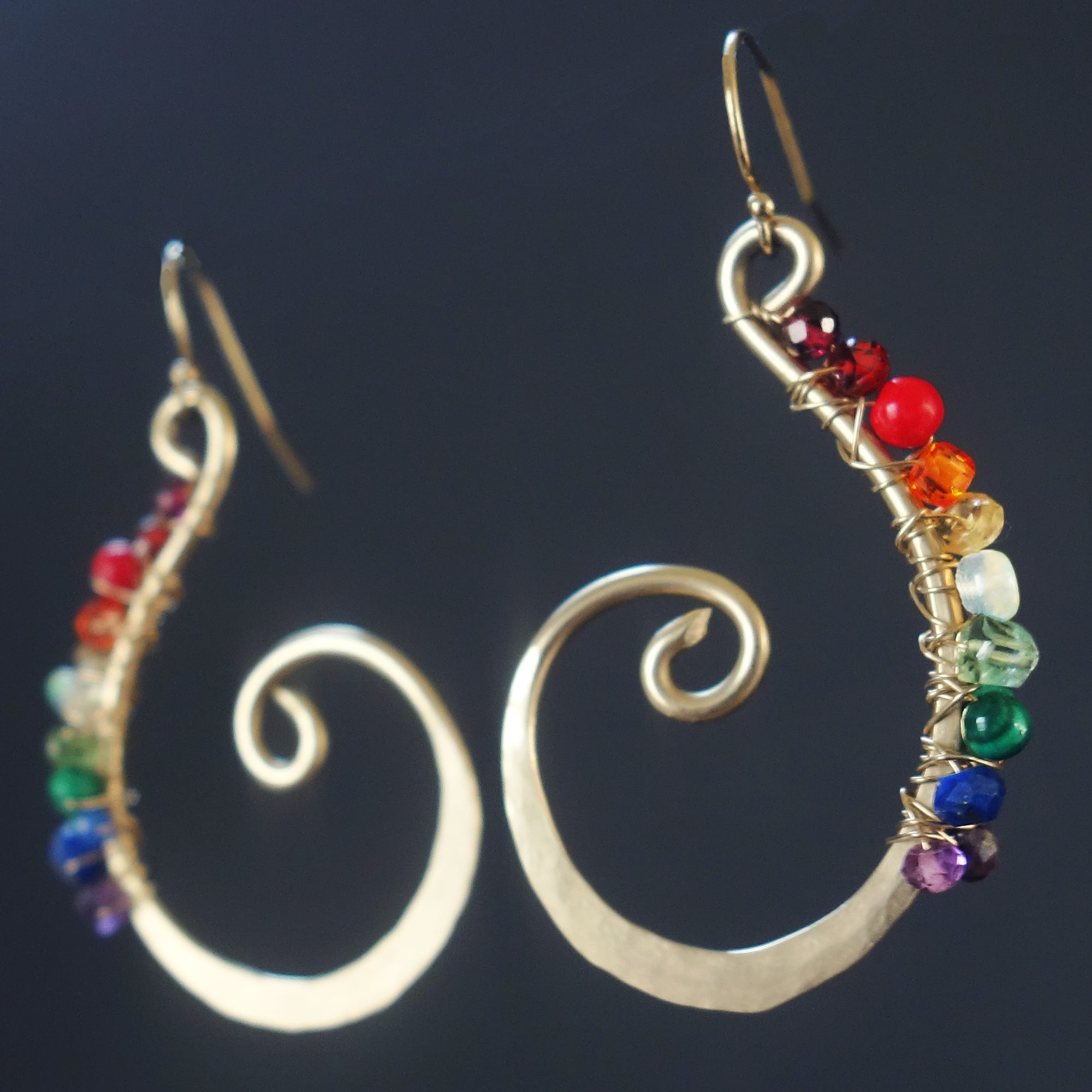 You Gotta Put Up with the Rain hand hammered gold earrings