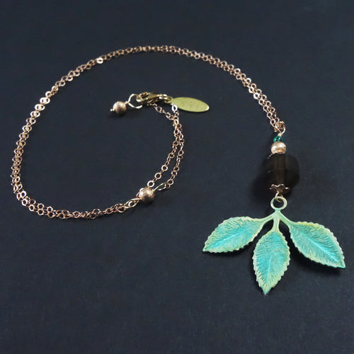 State Street necklace: rose gold, malachite, topaz