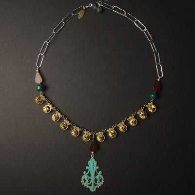 That Great Street Once More: crystal + malachite + amber necklace