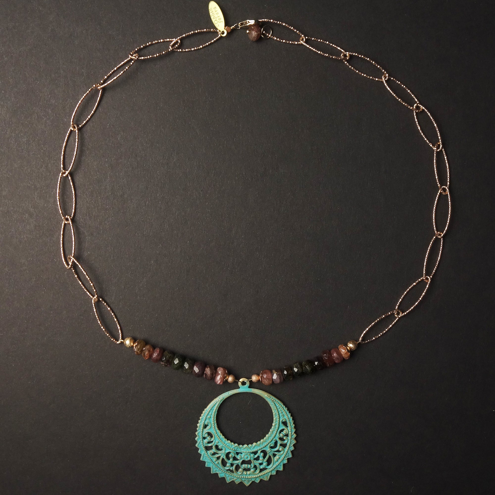 Time is on My Side necklace: rose gold + tourmaline