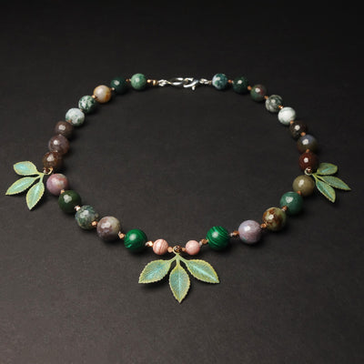 Ode to Marshall Field necklace: faceted jasper and malachite
