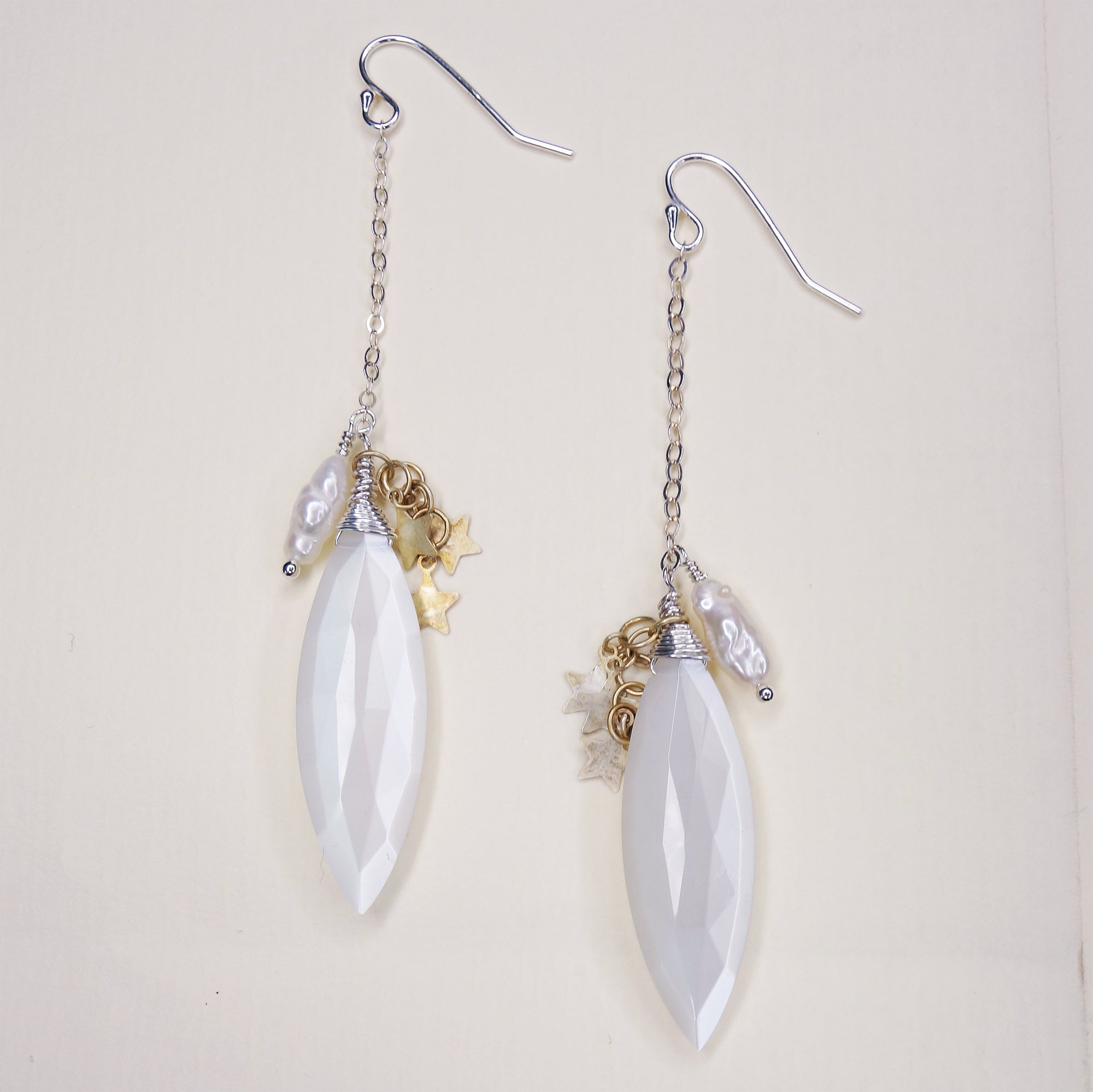 You Must be my Lucky Star: moonstone and pearl earring