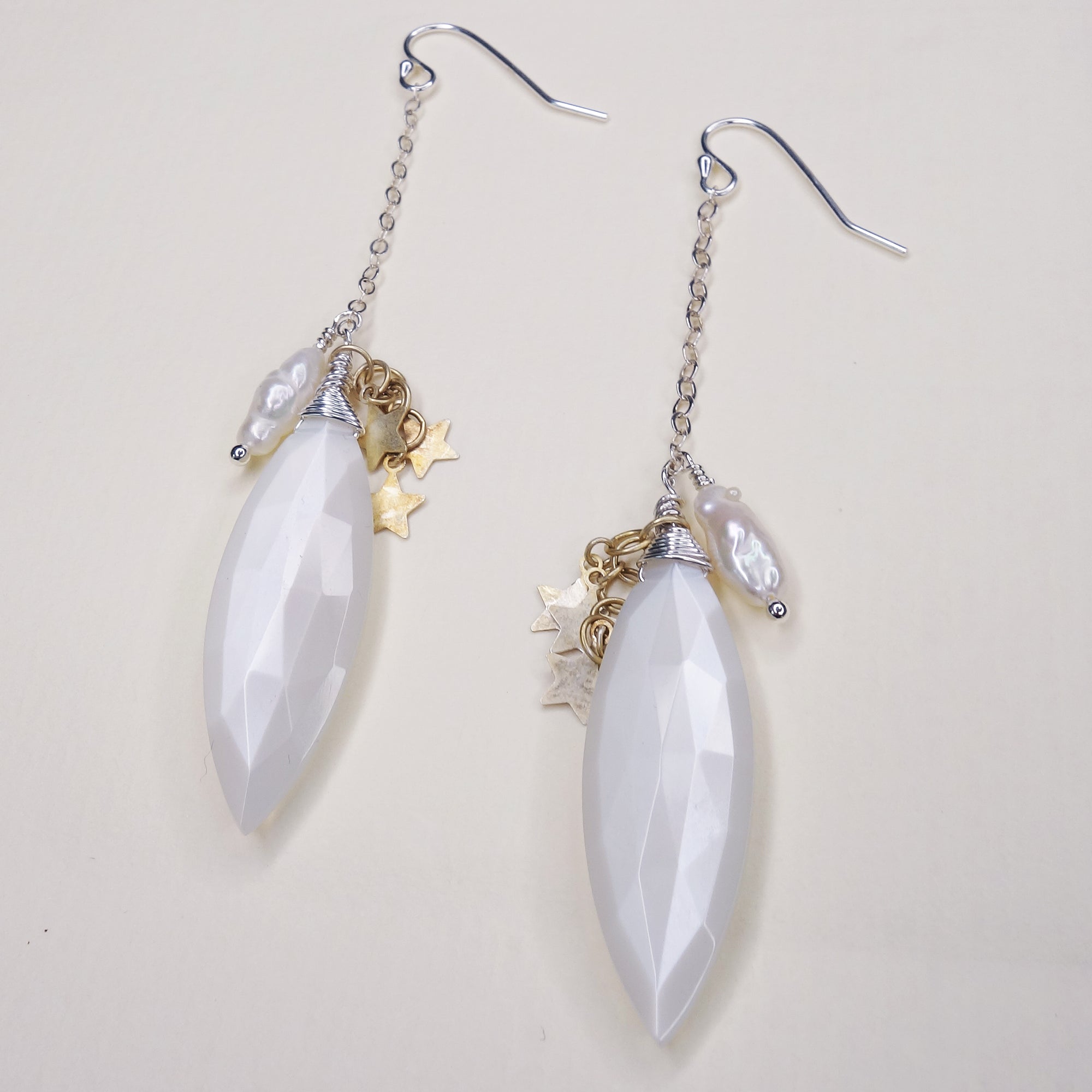You Must be my Lucky Star: moonstone and pearl earring