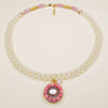 An Angel's Kiss: rainbow opal, pearl, and rhodochrosite mosaic necklace