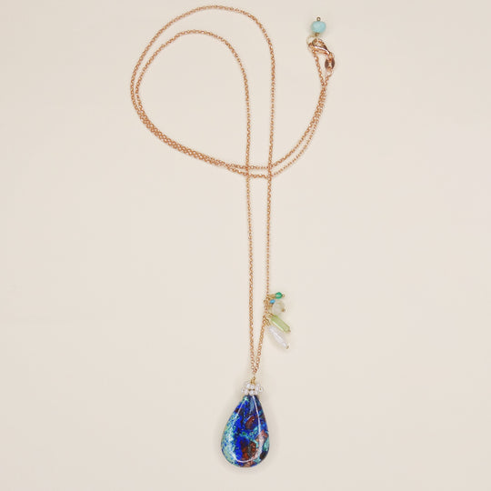 She Realized They Were Oceans Apart: lapis, opal, pearl necklace